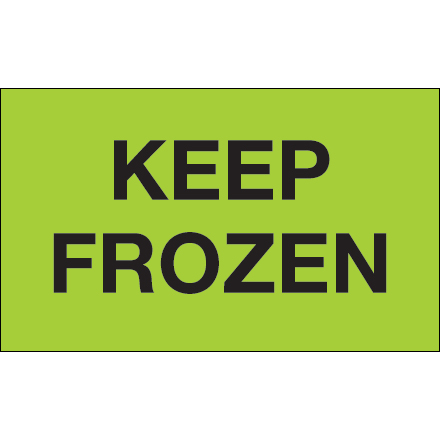 3 x 5" - "Keep Frozen" (Fluorescent Green) Labels