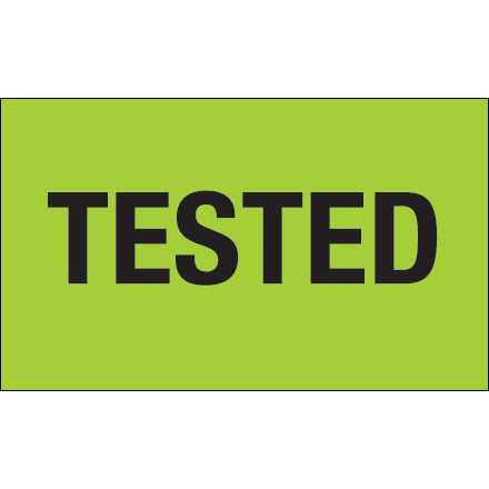 3 x 5" - "Tested" (Fluorescent Green) Labels