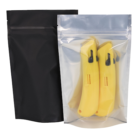 6 x 11 x 3", Black Back - Matte Stand-Up Barrier Pouches